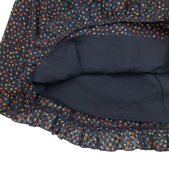 Madewell Dress Womens 6 Blue Flutter-Sleeve Ruffle-Hem V-Neck Lined Dots Print - Picture 5 of 13